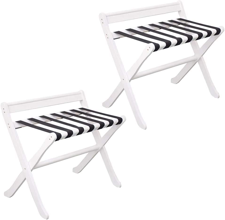 Porte-bagages pliant avec tringle en bois, support valise hôtel 80x50x68cm