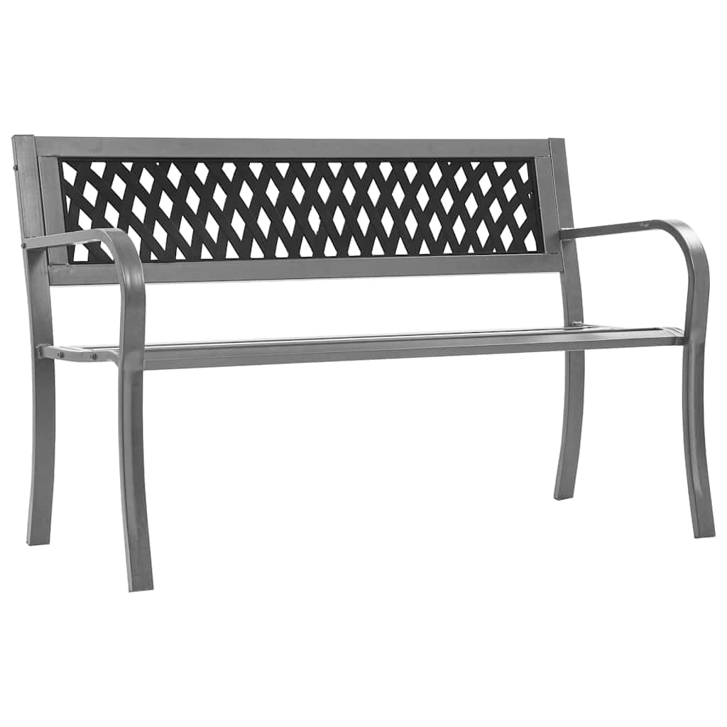 Banco de jardín 120 cm acero negro con respaldo de plástico