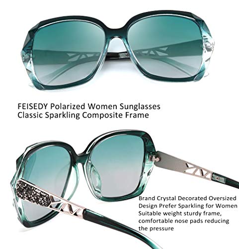 Image of FEISEDY Oversized Sunglasses for Women Square Polarized Sparkling Frame B2289