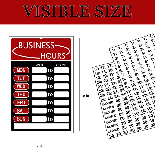 Open Signs, Business Hours Sign Kit - Bright Red And Black Colors， Business Hours Sign,Hours Of Operation Signs For Business,Pvc Open Sign With Hours And Adhesive,Changeable Store Hours Sign,Ideal Signs For Any Business,Store Or Office（8”X 12”） #TOP4