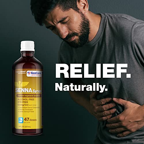 Gencare - Senna Syrup Liquid Laxative (8 Fl Oz Bottle) All Natural Vegetable Sennosides Active Ingredient | Easy To Swallow Constipation Relief For Adults And Kids 12 And Older | Best Value Size #TOP1