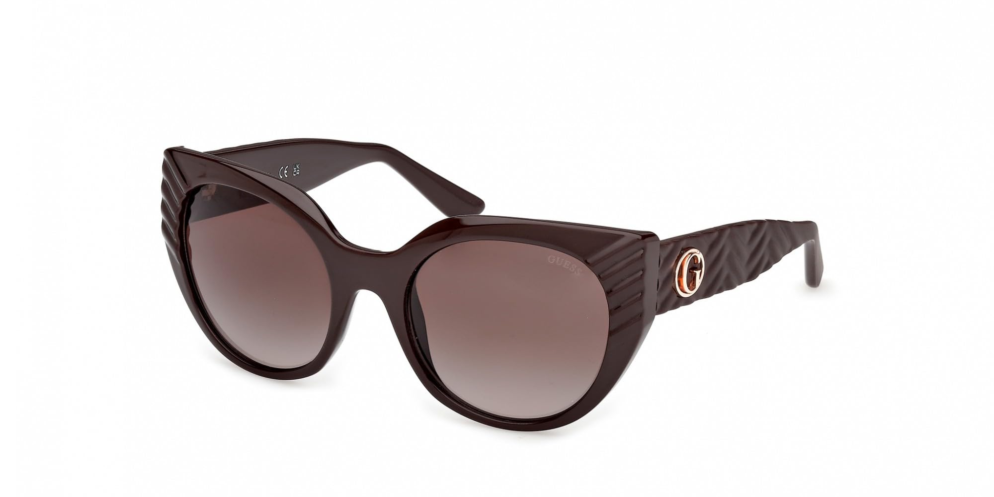 Guess Women's Brown Adina Cat-Eye Plastic Textured Sunglasses