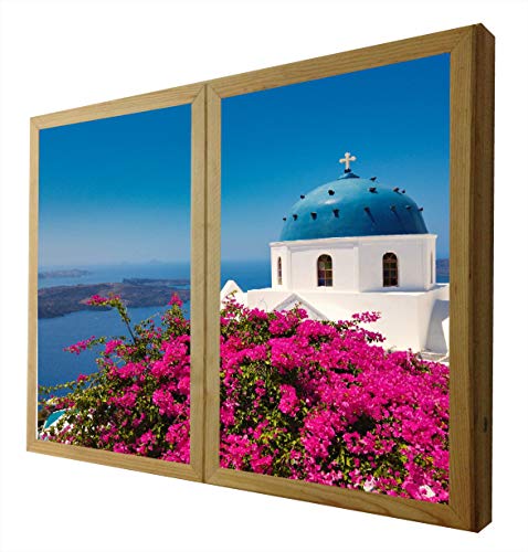 Fausses fenêtres éclairées Oia Santorini avec décoration murale LED
