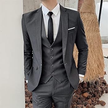 Generisch Herenpak, effen, modieus, casual, pak, broek, jas, onderhemd