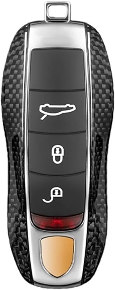 Carbon Fiber Pattern Key Cover Compatible For Porsche Macan Cayenne 718 Boxster Cayman Panamera 911 Taycan(Style 1)
