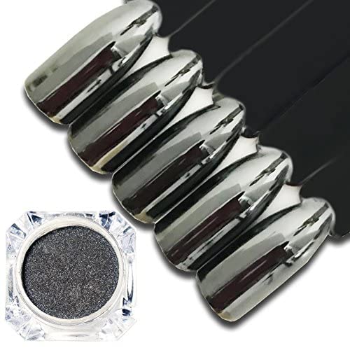 Meilinds Chrome Nail Powder Nail Art Chrome Black Mirror Powder Shiny Ultra Thin Dazzling Pigment Dust Nail Glitter Metal Decor 1G/Bottle #TOP5