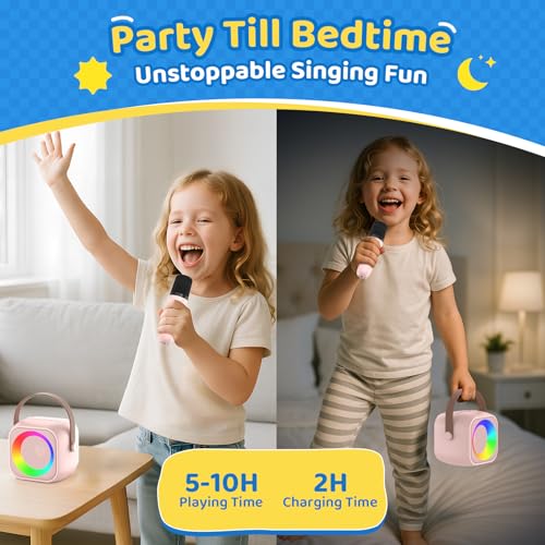 Jeefu Karaoke Maschine Kinder mit 2 Mikrofonen, Spielzeug für 3-12 Jahre alte Mädchen Geschenke, Mini Kinder Karaoke Mikrofon Maschine Spielzeug, Geschenke für 5 6 7 8 9 10 11 Jahre Teens Mädchen