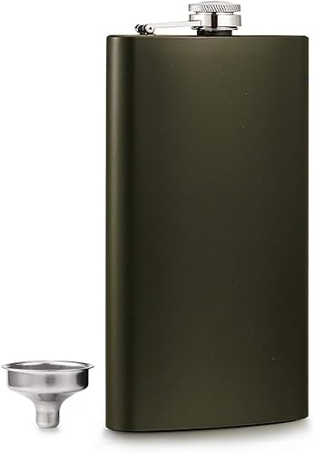 GENNISSY Frasco de acero inoxidable 188 plateado de 10 onzas, frasco para licor con embudo (verde)