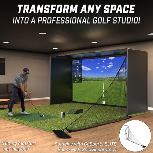 Image of GoSports Golf Simulator Enclosure Nets - Complete Set with Frame and HD Impact Screen Kit - Indoor At Home Golf Training Equipment - Choose 10x8 ft, 12x9 ft, or 14x8 ft