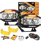 Auxbeam V-MAX Series LED Light Pod, 270° Side Shooter LED Offroad Lights with Amber DRL, 4 Inch Auxiliary Ditch Light for Truck ATV Jeep Ford