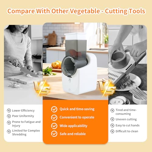 Electric Cheese Grater, Automatic Vegetable Chopper Slicer Professional Electric Rotary Grater with 3 Types Slice, Electric Salad Maker Kitchen Electric Slicer for Cheese Vegetables Fruits - Image 4