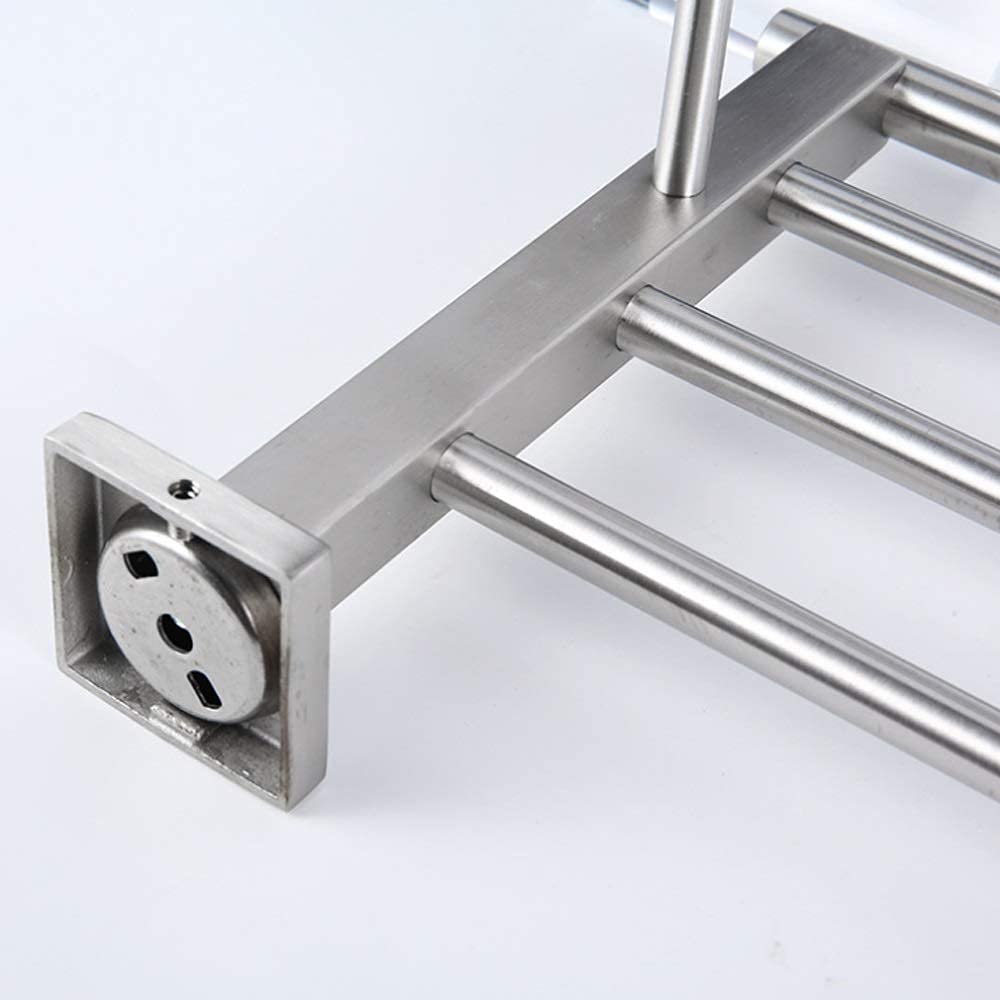 Portasciugamani, mensola da Bagno in Acciaio Inox con Gancio, Multifunzione, da Parete, per Bagno, Cucina e Cucina/Stile 1