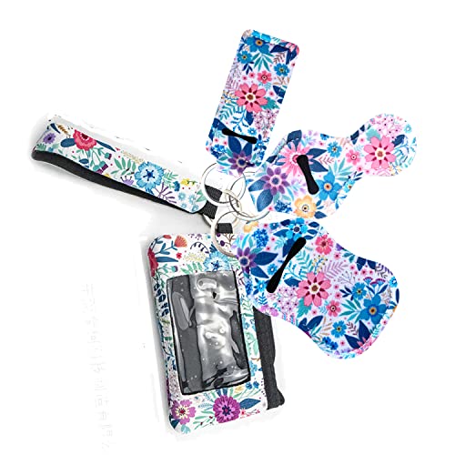 PUEZOKLY 1set Woman Gift Keychain Wrist Strap and Cute Lipstick set Key Chain Cards Storage Removable Zipper Pocket