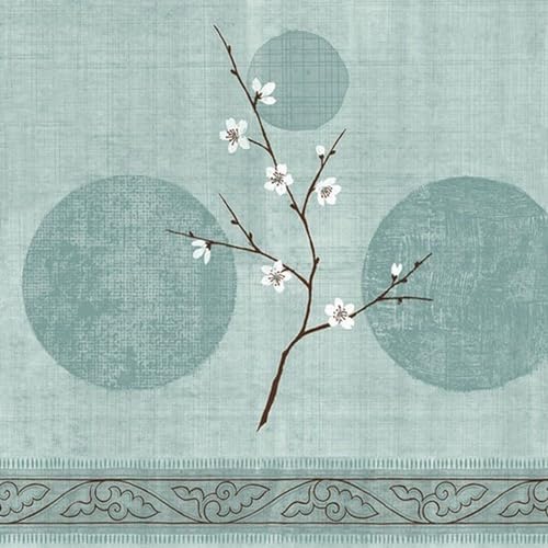 20 Servietten Haus, Garten & Natur Zierliche Äste mit Blüten grün als Tischdeko. Papierservietten mit Motiv. Auch für Decoupage und Serviettentechnik 33x33cm