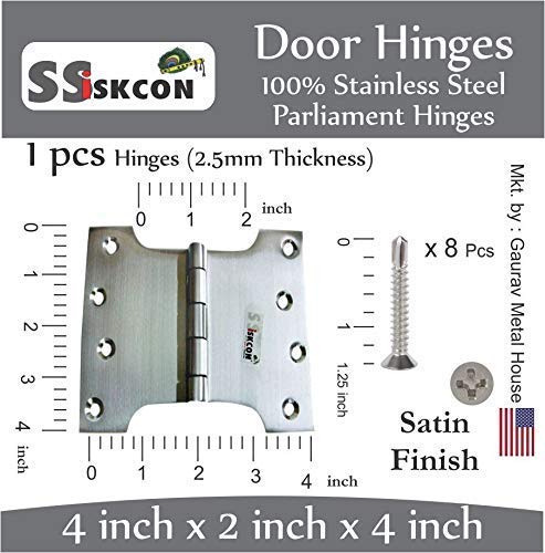 4 in.Wide Throw Hinge Stainless Steel 4''X2"X4'' Super Satin Finish 32D Heavy Duty SSISKCON