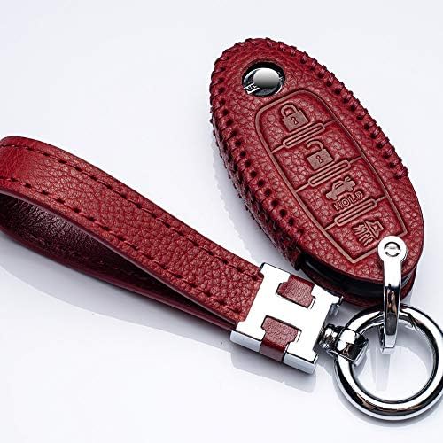 Jazzshion Car Key Cover Case Suit for Nissan Quest, X-Trail, 370Z, GTR, Patrol, CIMA, Juke,Fuga,Altima, Armada, Maxima, Cube, Pathfinder,Rogue, Sentra, Leaf, Titan,etc. Key case with Keychain