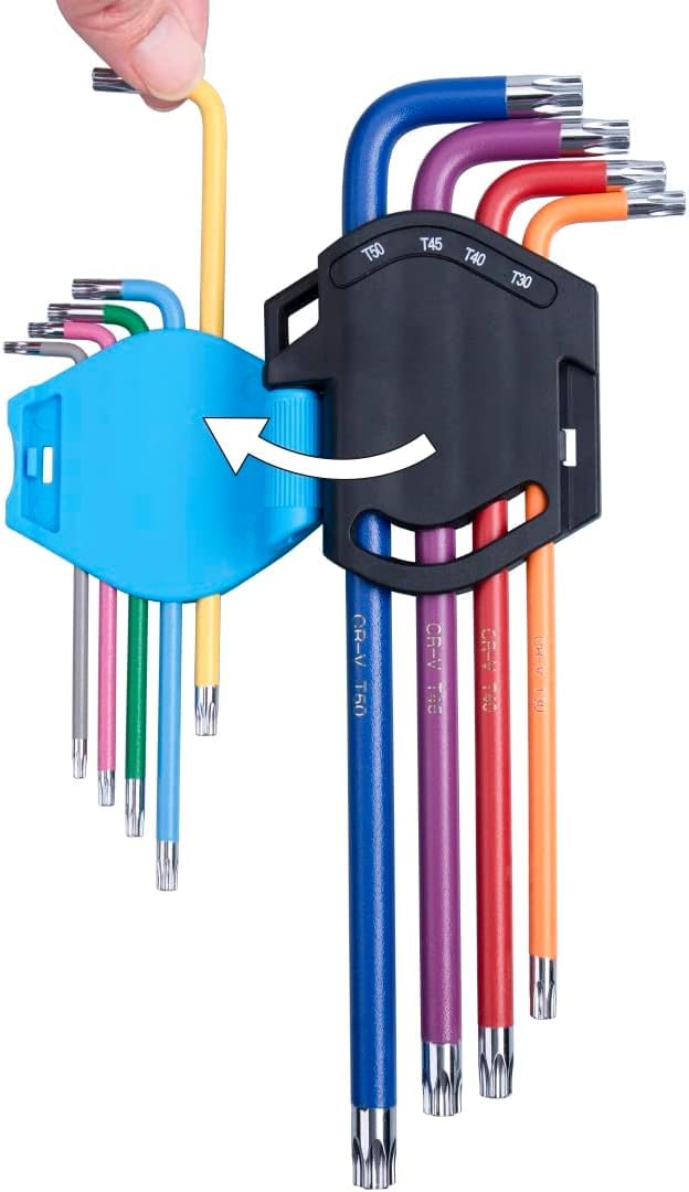Awang 18 llaves Allen llaves hexagonales 1,5-10 mm y llaves Torx T10-T50 | Juego de llaves hexagonal y Torx Llave hexagonal Torx de acero al cromo-vanadio para reparación de bicicletas, etc