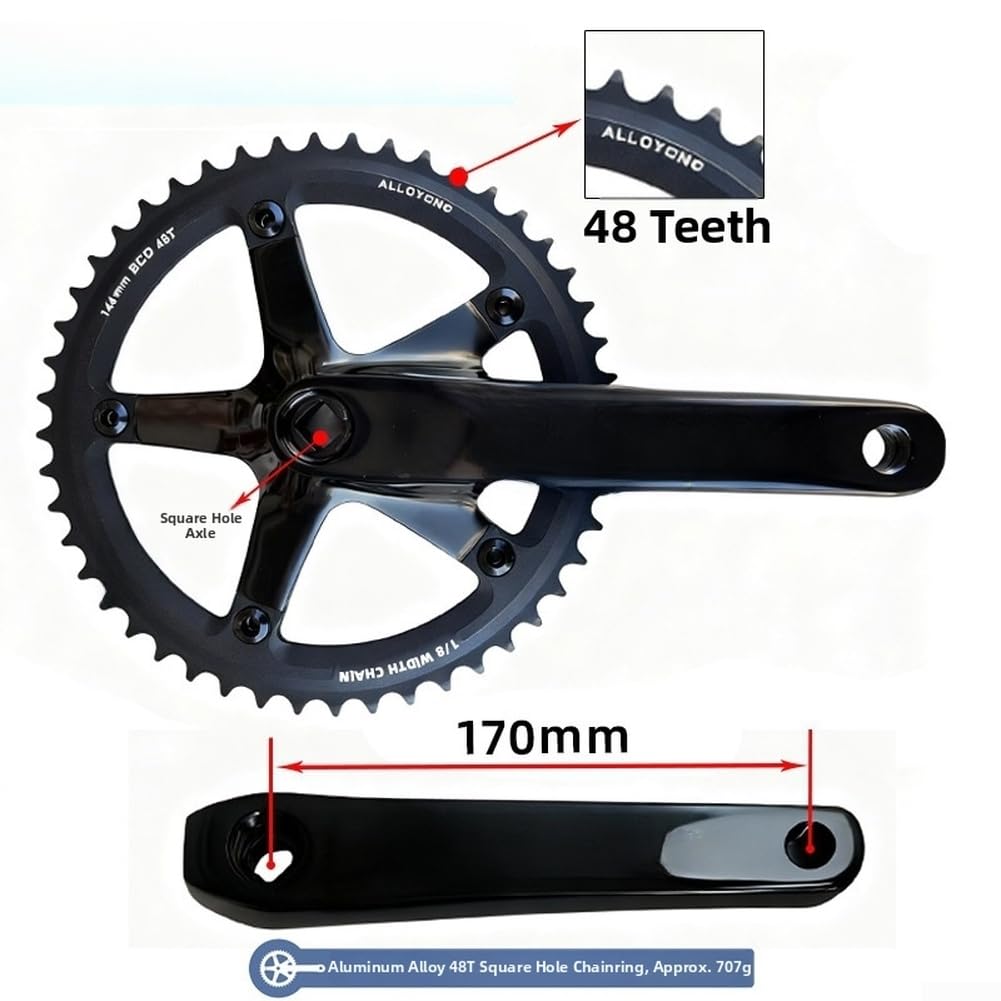 Guarnitura Bici Single Speed 48T 170mm Alluminio