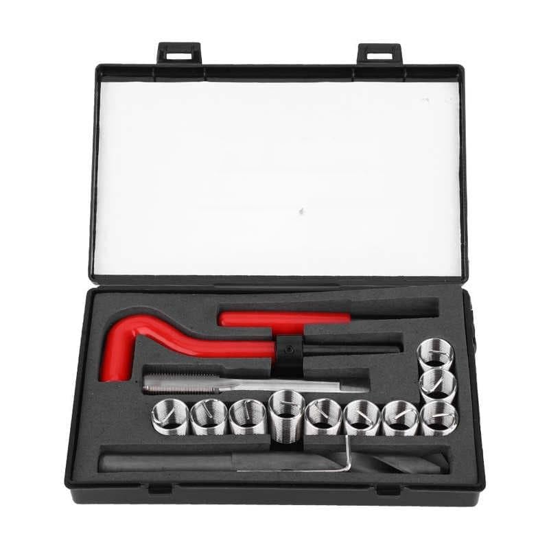 15PCS M14X1.25 Thread Repair Kit Stainless Steel Twist Drill Wrench Thread Insert Thread Insert Set