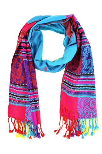 Paskmlna Double Side Rainbow Silky Tropical Colorful Exotic Pashmina Wrap Shawl Scarf (#7TQ) Paskmlna Double Side Rainbow Silky Tropical Colorful Exotic Pashmina Wrap Shawl Scarf (#7TQ)