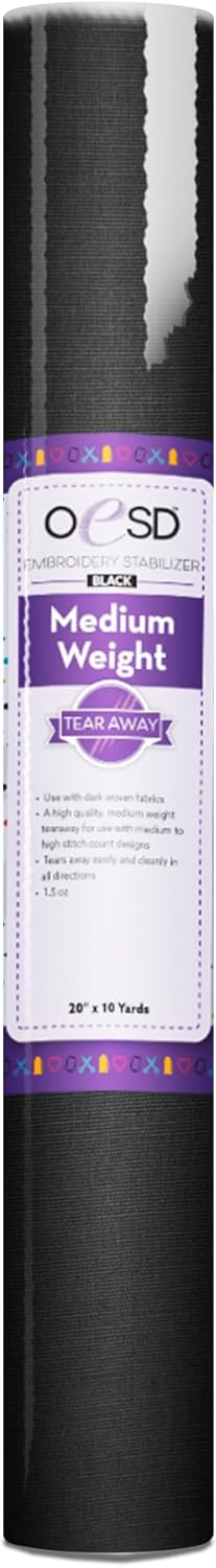 OESD Medium Weight Tear Away Black Embroidery Stabilizer 20" x 10 Yd Roll