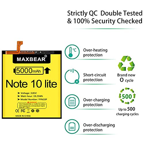 Image of MAXBEAR Galaxy Note 10 Lite Battery, (Upgraded) 5000mAh 3.85V Li-Polymer Replacement Battery EB-BN770ABY for Samsung Galaxy Note 10 Lite SM-N770F N770F /DS with Repair Tool Kit
