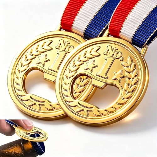 2PCS Medal Shaped Bottle Opener for Beer Olympics,Gold Beer Bottle Opener