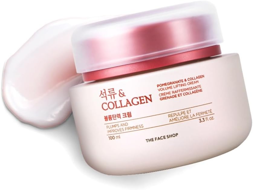 The Face Shop Pomegranate & Collagen Face Cream With 10% Marine Collagen & Pomegranate Extracts|Day & Night Cream to smooth wrinkles & give intense moisturization|Suitable For All Skin Types,100Ml