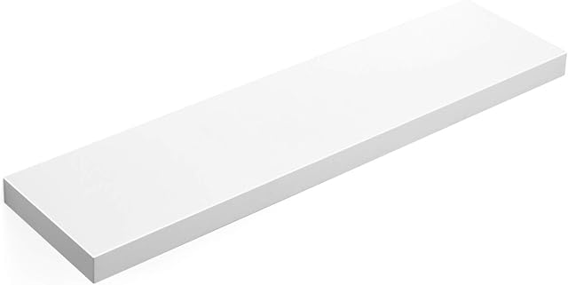 VASAGLE Floating Shelf, Wall Shelf for Books, Photos, Collectibles, Wall-Mounted Office Shelf, 80 x 20 x 3.8 cm, MDF, for Living Room, Kitchen, Hallway, Bedroom, Bathroom, White LWS28WT