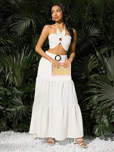 Image of RomanticDesign Women Acrylic Handbag Rattan Woven Pattern Square Box Crossbody Handbag Shoulder Bag Chain Purse