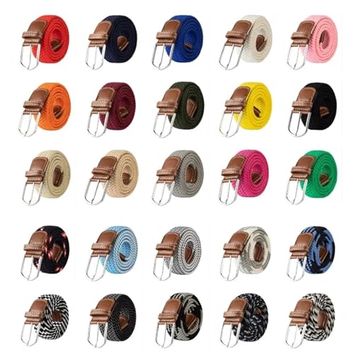 Decorative Belt 2.5cmx100cm /3.3cmx107cm Unisex Belt Casual Knitted Pin Buckle Belt Woven Canvas Elastic Braided Stretch Belts For Women for Country Concert Outfit(3.3cmX107cm,Camel)2