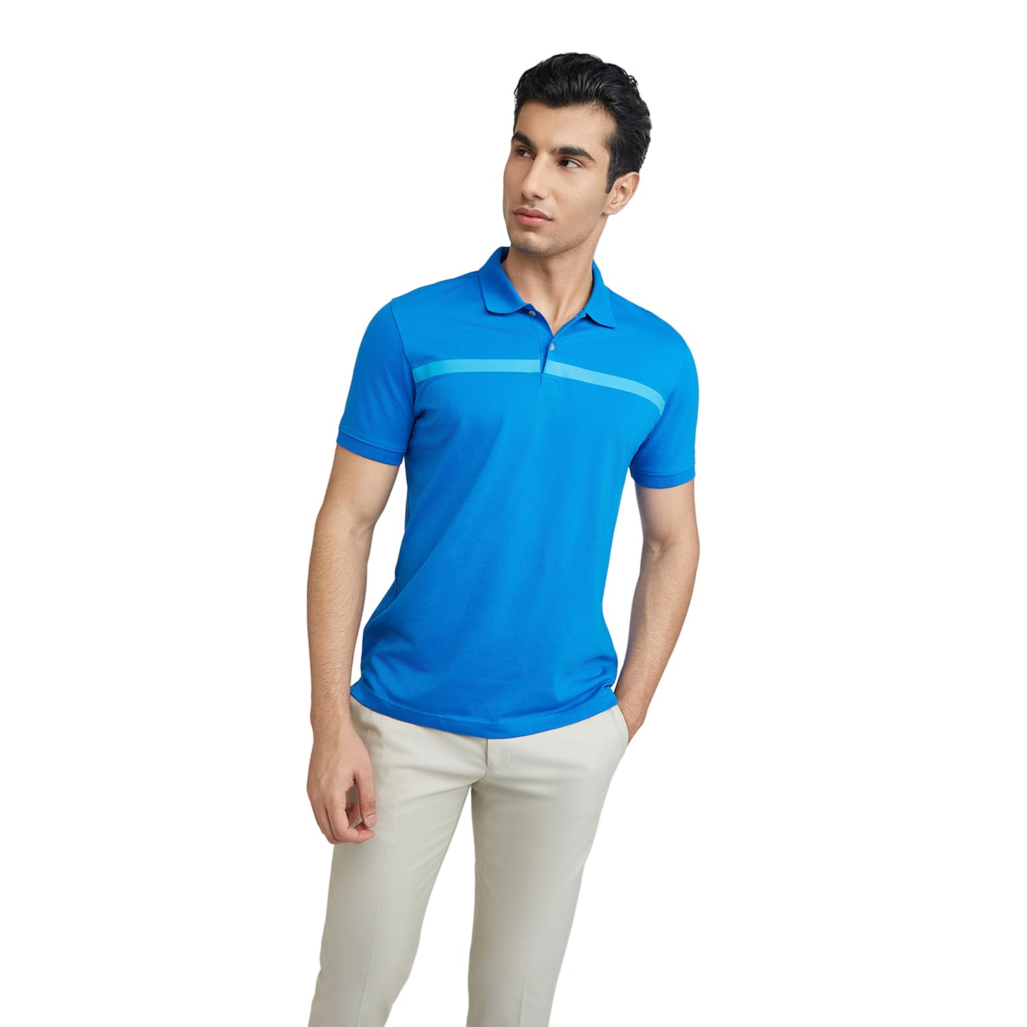 park avenue Men's Cotton Polyester Blend Print Pattern Slim Fit Rib Collar Polo Neck Half Sleeve Casual T-Shirt-picture-36