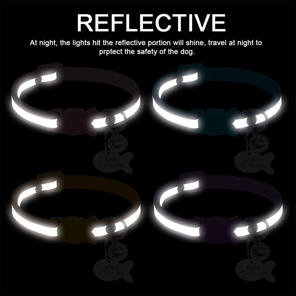 Collare di sicurezza per cuccioli di gatto, a sgancio rapido, con targhetta identificativa e campanellino personalizzabile, XS, Raissa metallizzate