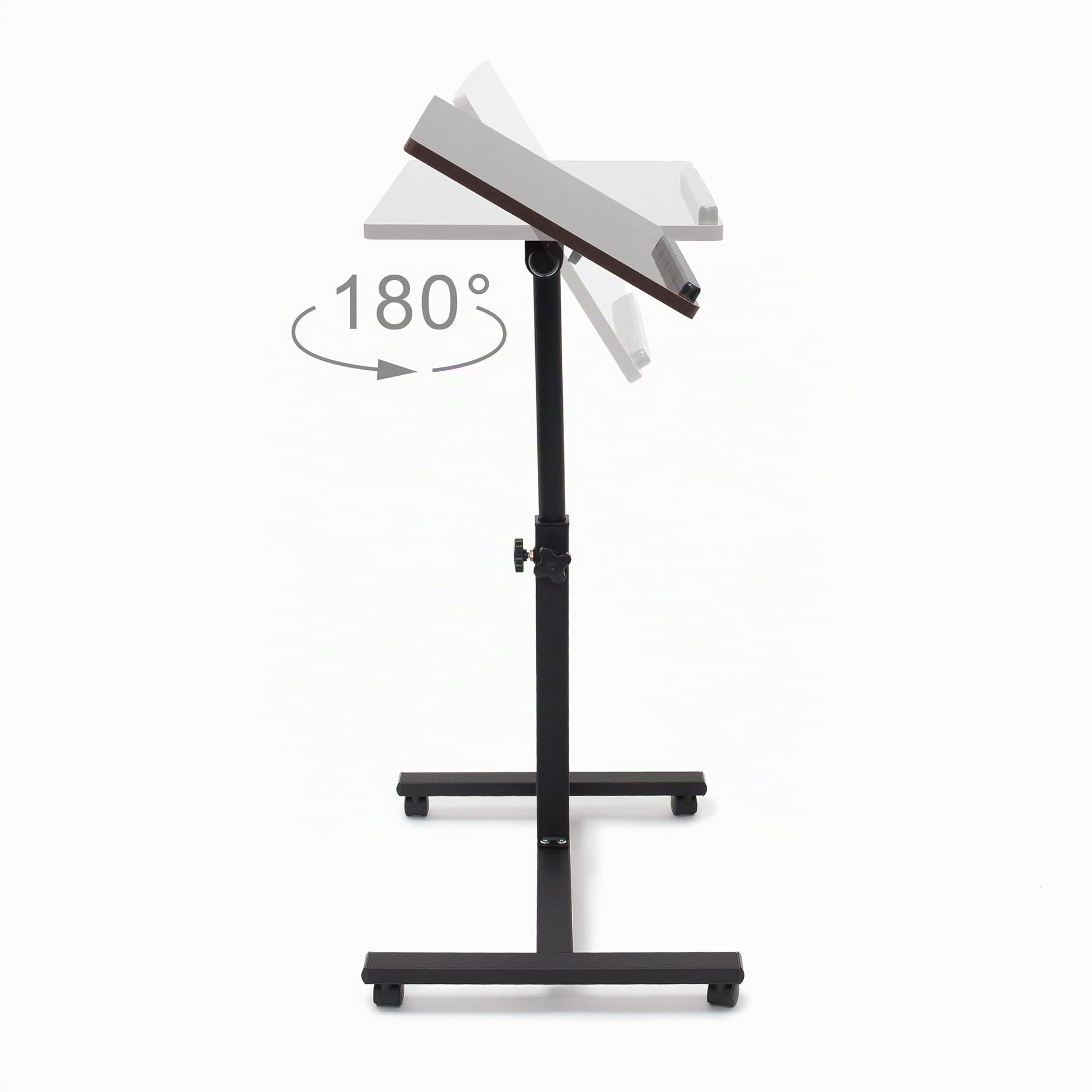Relaxdays Mesa Ordenador Portátil, Altura Ajustable, Soporte Laptop, Ruedas, Giratoria, Inclinable, 95x60x40,5 cm, Negro