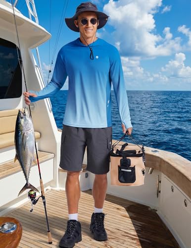 Image of PINSPARK Men's UPF 50+ Sun Shirts Long Sleeve Fishing Hoodie, UV Protection Rash Guard for Outdoor Hiking Running Swim Shirt