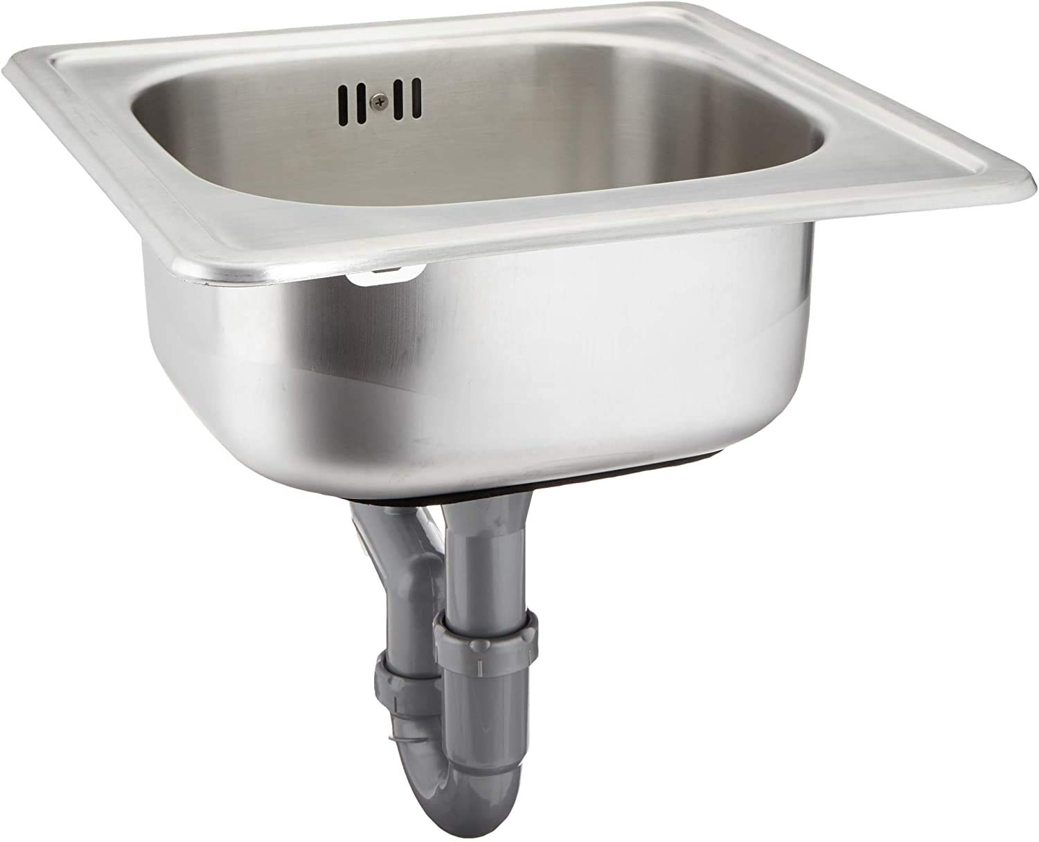 Techno - Fregadero de acero inoxidable satinado, con sifón y desagüe