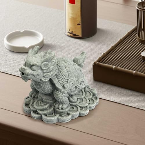 Estatua de Tortuga Dragón de Arenisca Feng Shui miniatura 6