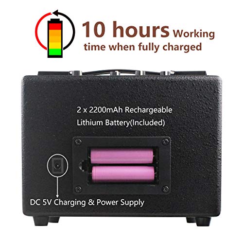 Kithouse B9 Electric Guitar Amp Mini Rechargeable Guitar Amplifier Portable Microphone Speaker with 18 Types Drum Beats, Microphone & AUX Input, Headset Output