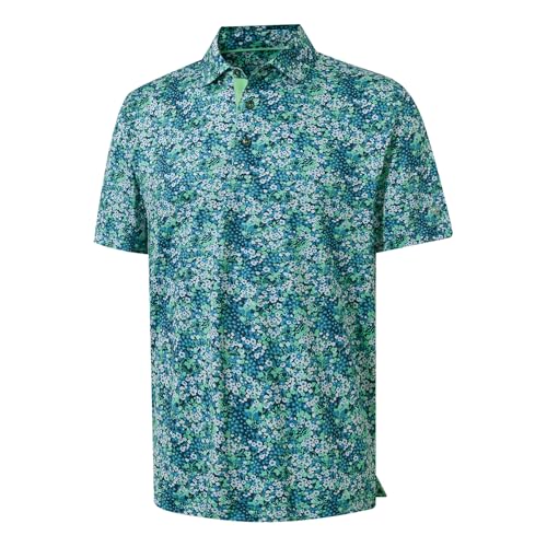 Image of M MAELREG Mens Golf Shirt Short Sleeve Dry Fit Print Moisture Wicking Performance Patterns Collared Polo Shirt