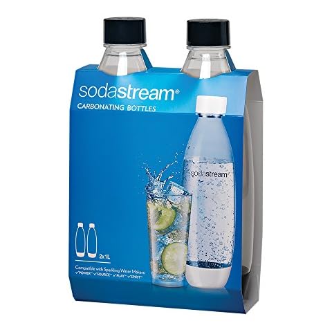 SodaStream - Slim Carbonating Bottles | Eco-Friendly & Reusable | Retains Carbonation Longer | Dishwasher Safe | BPA Free | 34 Fl Oz Capacity | 2-Pack, Black Cover