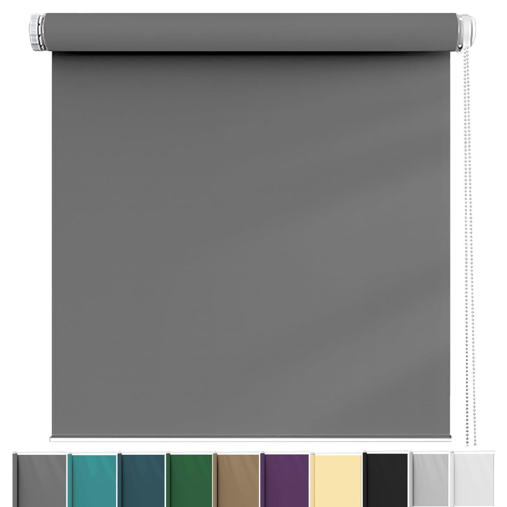 Window Blind 75 x 90 cm Thermal Insulated UV Protection, Blackout Vision Curtains Durable Fittings Easy Fit for Any Window, Loft, Dark Grey