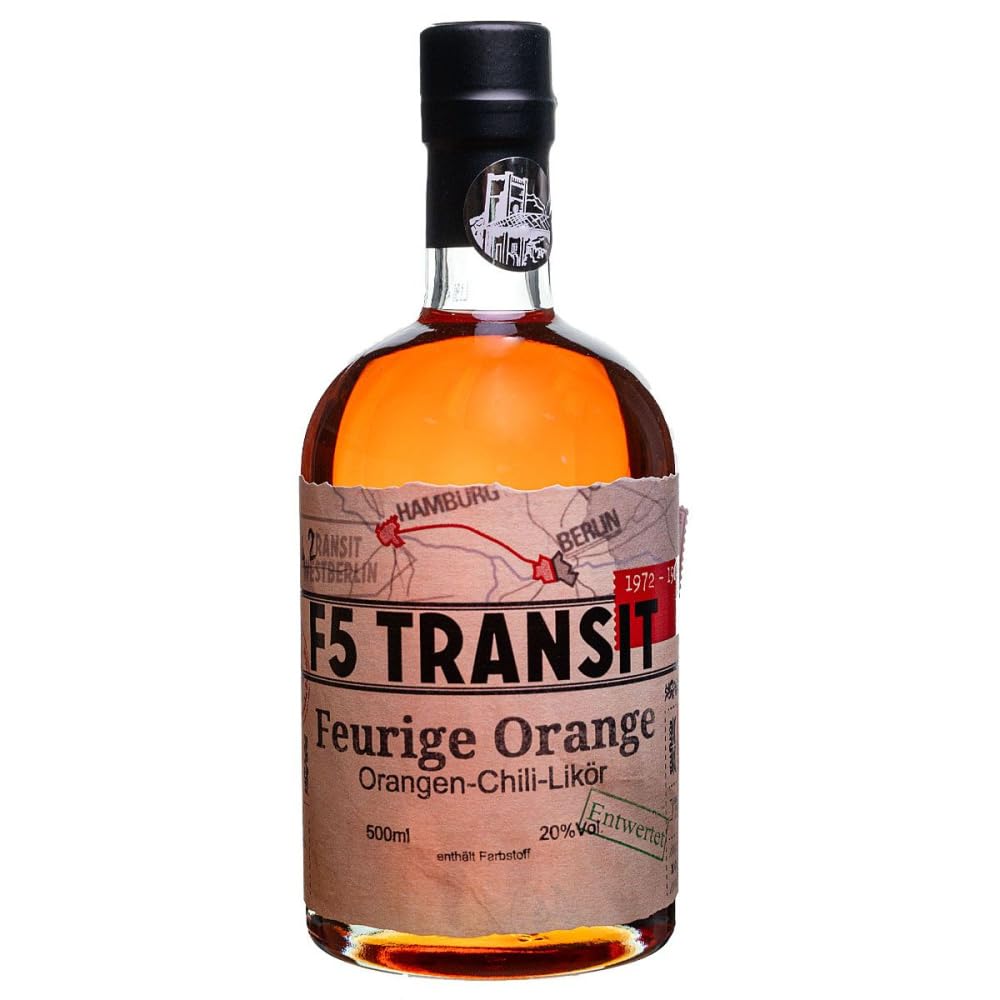 Schnapsgeschenk Nr. 15248 | F5 Blutorange Geist 0.5l (40% Vol) + Feurige Orange - Orange-Chili-Likör 0.5l (20% Vol)+ 2 Gläser in Geschenkkarton mit Goldprägung | Schwechower Brennerei (1229)
