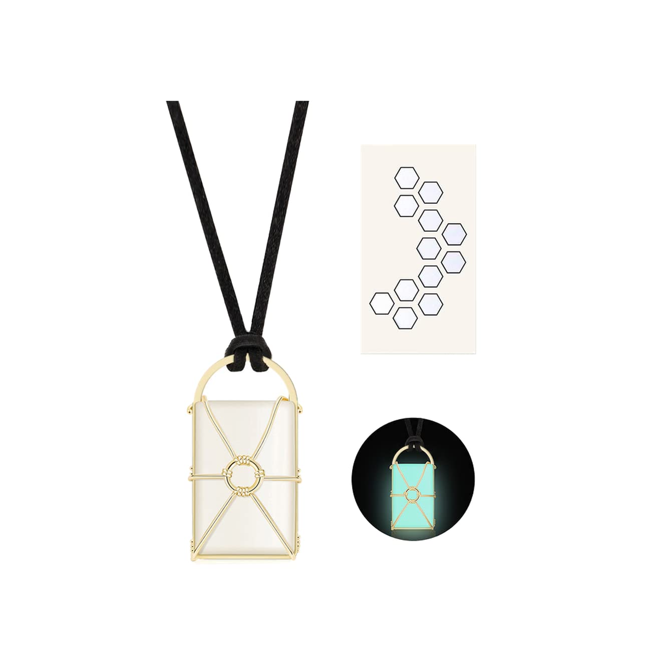 BENBIYOWyatt Necklace and Addison Alien Tattoo Temporary, Werewolf Glow in the Dark Moonstone Necklace Dress Up Accessories