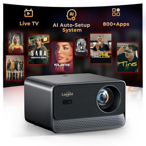 Projector with WiFi and Bluetooth: [1800 ANSI/Ai Auto Focus/800+ Apps/Compatible with Netflix]...