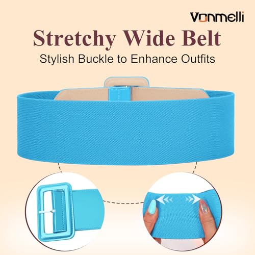 Image of VONMELLI Stretchy Wide Women Belts Elastic Vintage Belts for Women Fashion Ladies Waist Belt for Dress