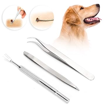 Tick Remover for Dogs, Tick Remover Hook Tweezers Has Elasticity Convenient Operation Pet Deworming Tool with Pointed Head Clip for Dogs for Tick Removal