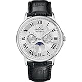  Edox Les Bemonts Herren-Armbanduhr 42mm Armband Leder Schwarz Gehäuse Edelstahl Schweizer Quarz 40002 3 AR
