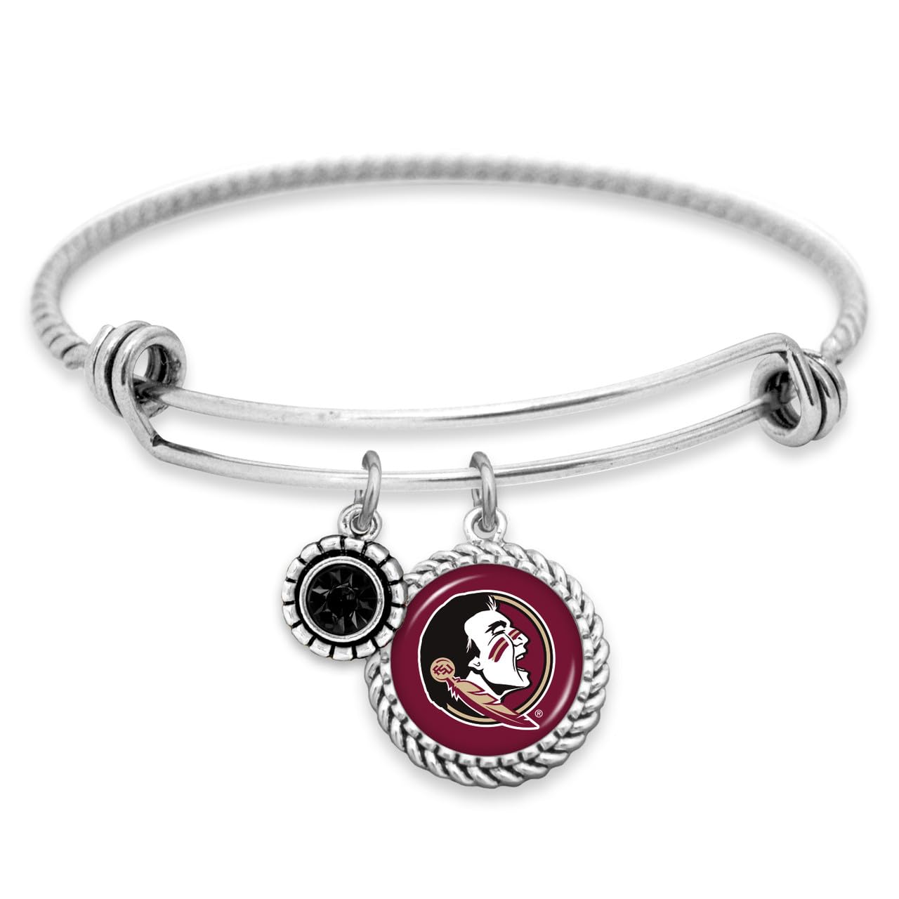 From the Heart Florida State Seminoles Olivia Bracelet Silver Twisted Wire Jewelry Gift FSU