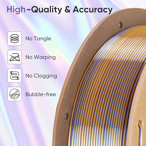 Image of ERYONE Silk Filament PLA+ 1.75mm Shiny 3D Printer Filament, Multicolor PLA 4 in 1, 1kg (2.2LBS) /Spool, HS Silk Quadruple Color Splendid Quartet (Red & Yellow & Blue & Green)