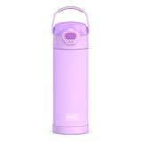 THERMOS FUNTAINER 16 Ounce Stainless Steel Vacuum Insulated Bottle with Wide Spout Lid, Neon Purple